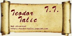 Teodor Talić vizit kartica